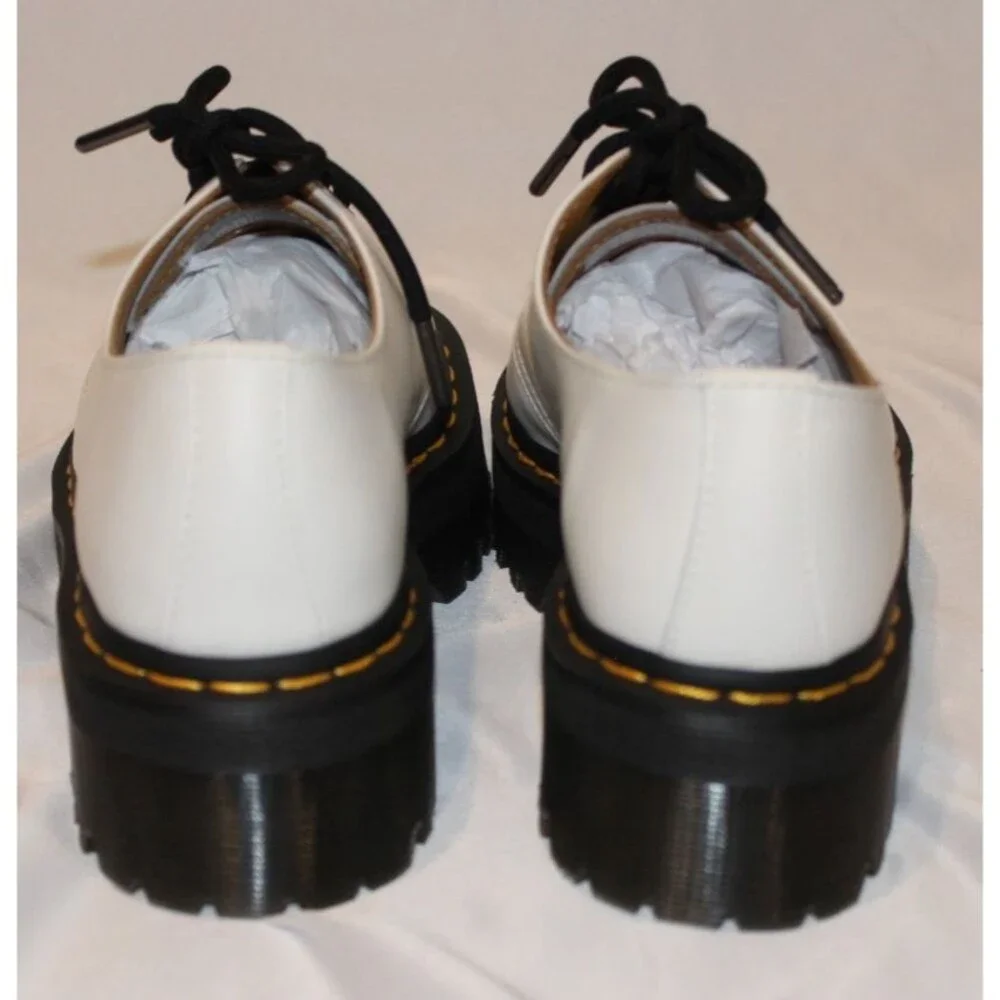 NIB DR‎ MARTENS Women's 1461 Quad Smooth Leather Platform Oxfords White Sz 7 NIB